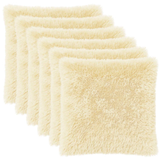 Cushion Cover 6 pcs HEERLEN Cream 80 x 80 cm PV Fleece