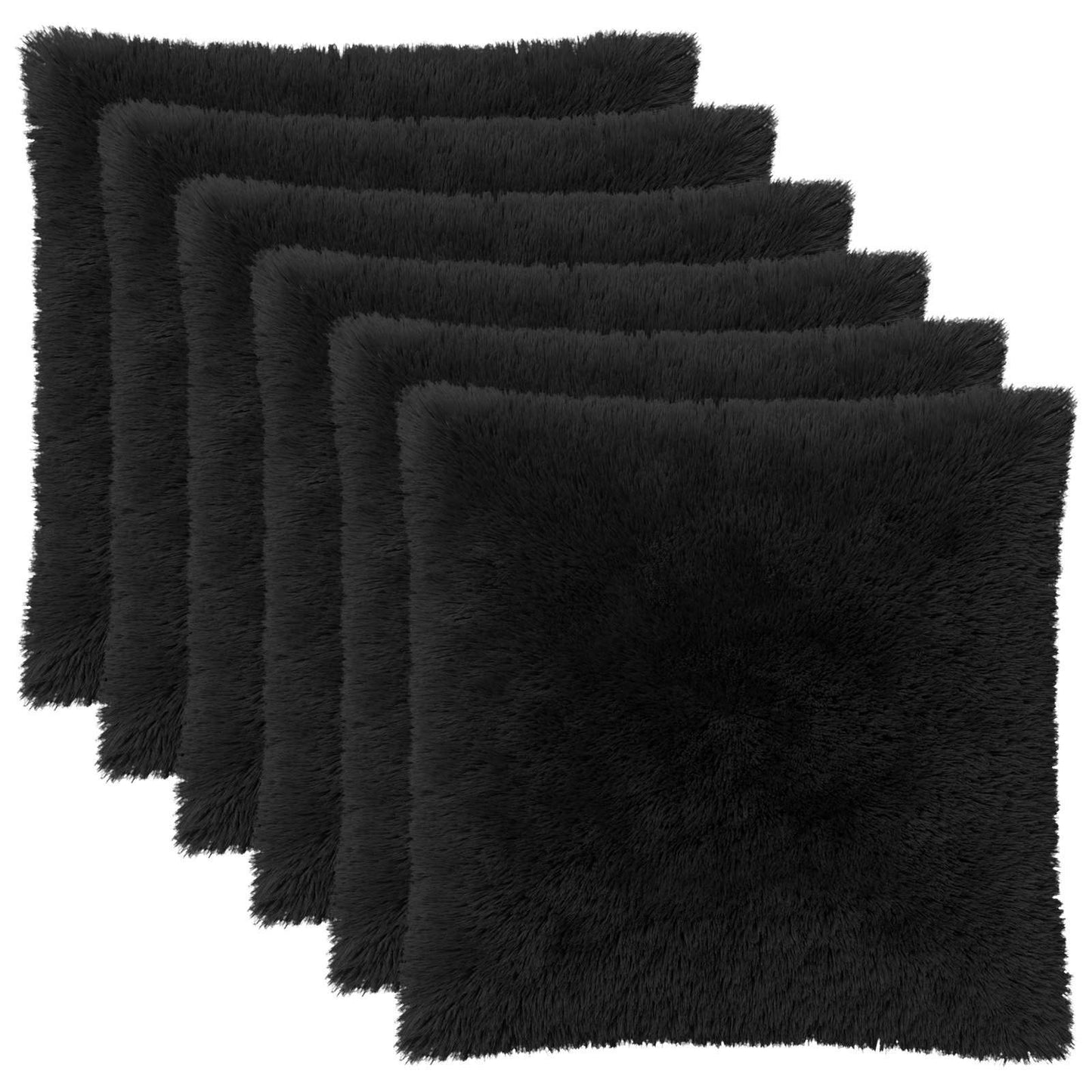 Cushion Cover 6 pcs HEERLEN Black 80 x 80 cm PV Fleece