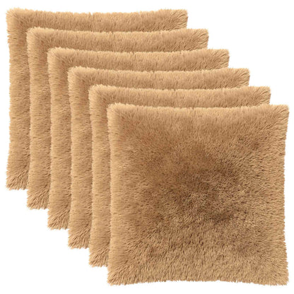Cushion Cover 6 pcs HEERLEN Taupe 80 x 80 cm PV Fleece