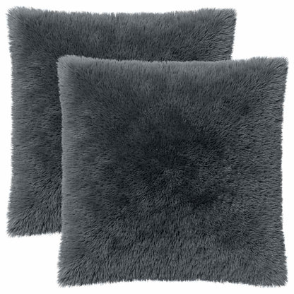 Cushion Cover 2 pcs HEERLEN Anthracite 80 x 80 cm PV Fleece
