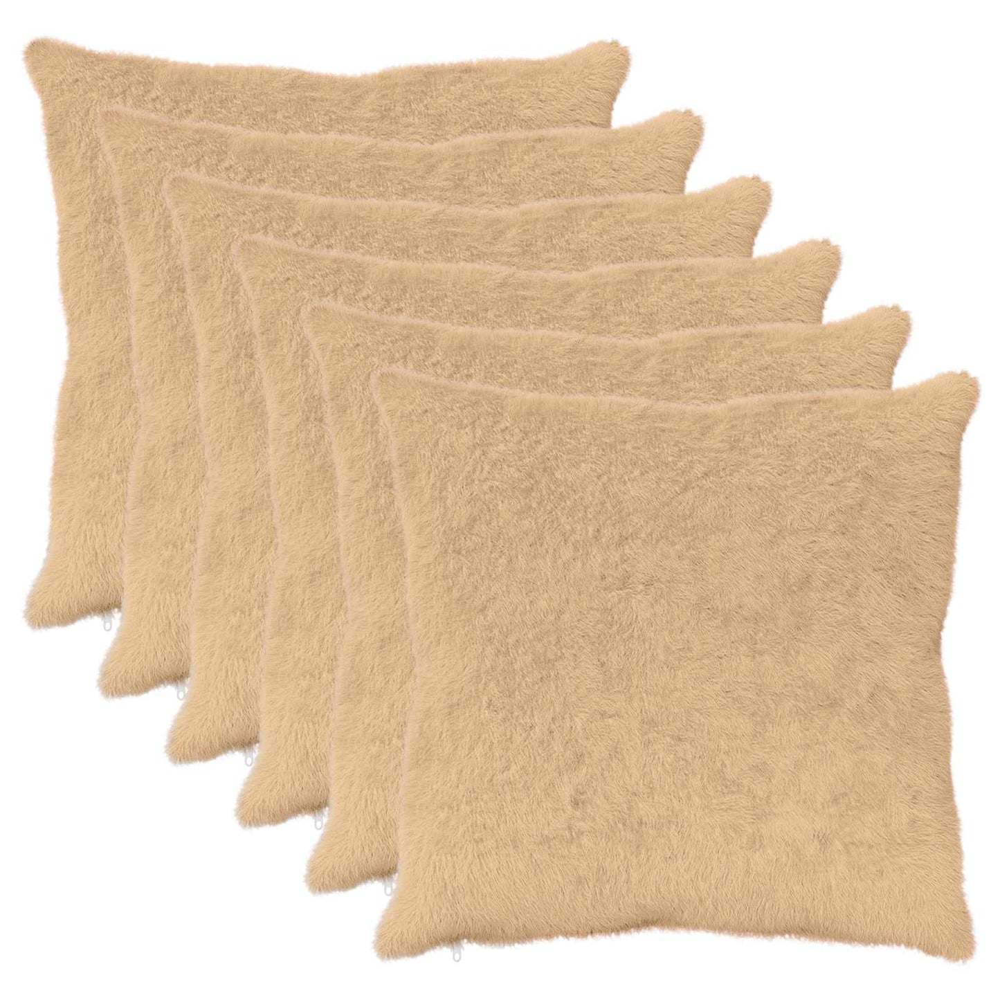 Cushion Cover 6 pcs HEERLEN Cream 80 x 80 cm Faux Rabbit Fur