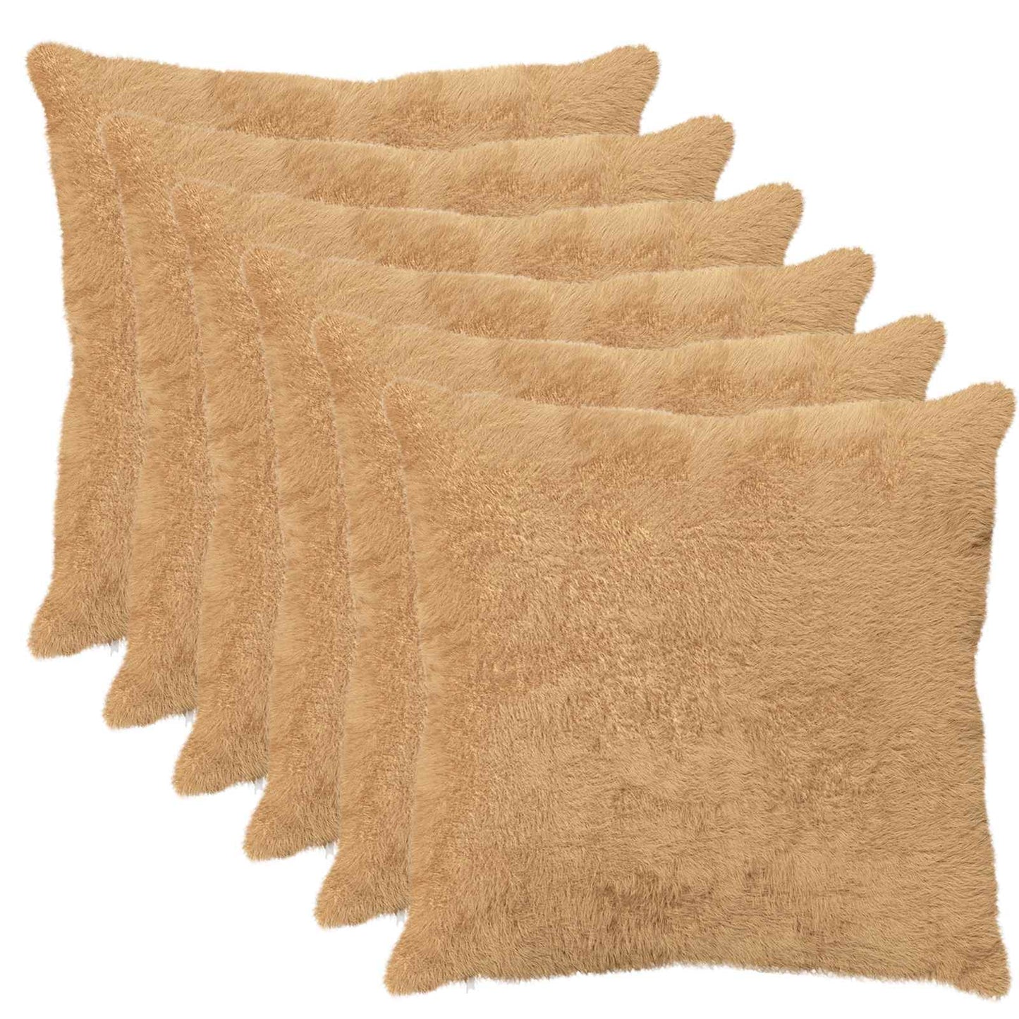 Cushion Cover 6 pcs HEERLEN Taupe 80 x 80 cm Faux Rabbit Fur