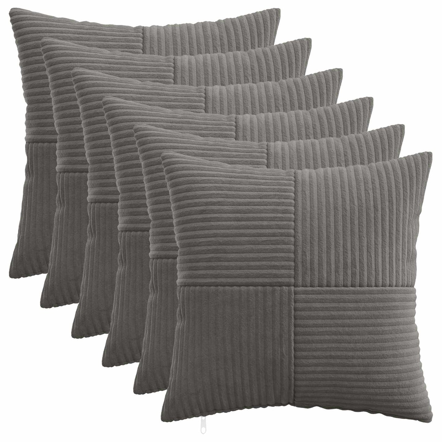 Cushion Cover 6 pcs ALMELO Dark Grey 30 x 30 cm Corduroy