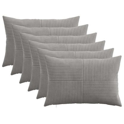Cushion Cover 6 pcs ALMELO Light Grey 30 x 50 cm Corduroy