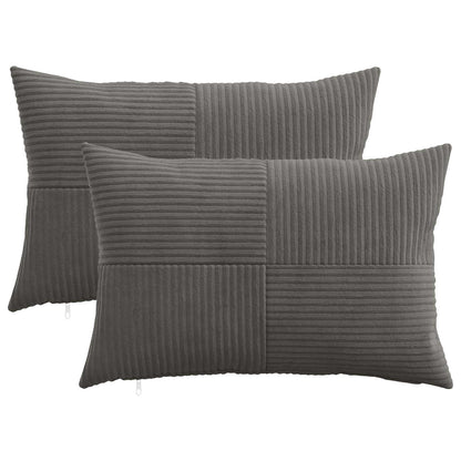 Cushion Cover 2 pcs ALMELO Dark Grey 30 x 50 cm Corduroy
