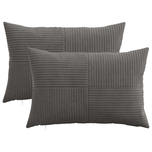 Cushion Cover 2 pcs ALMELO Dark Grey 30 x 50 cm Corduroy