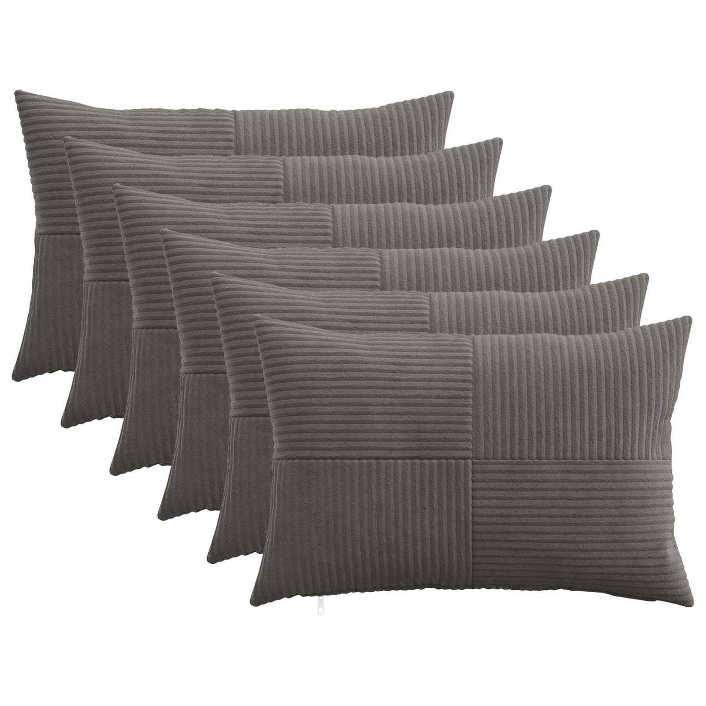 Cushion Cover 6 pcs ALMELO Dark Grey 30 x 50 cm Corduroy
