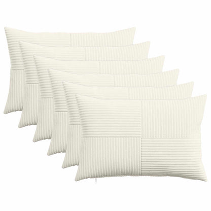 Cushion Cover 6 pcs ALMELO Cream 30 x 50 cm Corduroy