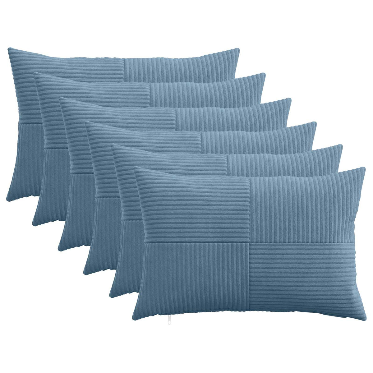 Cushion Cover 6 pcs ALMELO Blue 30 x 50 cm Corduroy