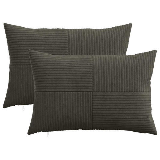 Cushion Cover 2 pcs ALMELO Anthracite 30 x 50 cm Corduroy