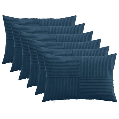 Cushion Cover 6 pcs ALMELO Navy Blue 30 x 50 cm Corduroy