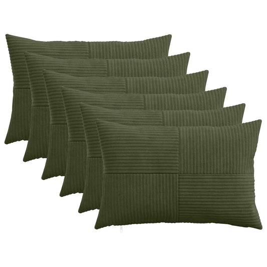 Cushion Cover 6 pcs ALMELO Green 30 x 50 cm Corduroy