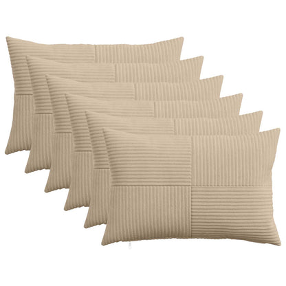 Cushion Cover 6 pcs ALMELO Taupe 30 x 50 cm Corduroy