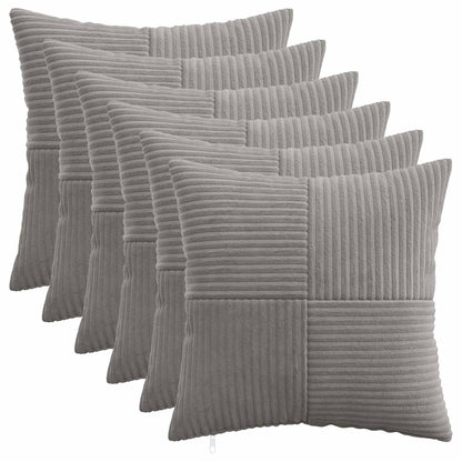 Cushion Cover 6 pcs ALMELO Light Grey 35 x 35 cm Corduroy