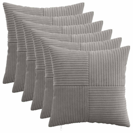 Cushion Cover 6 pcs ALMELO Light Grey 35 x 35 cm Corduroy