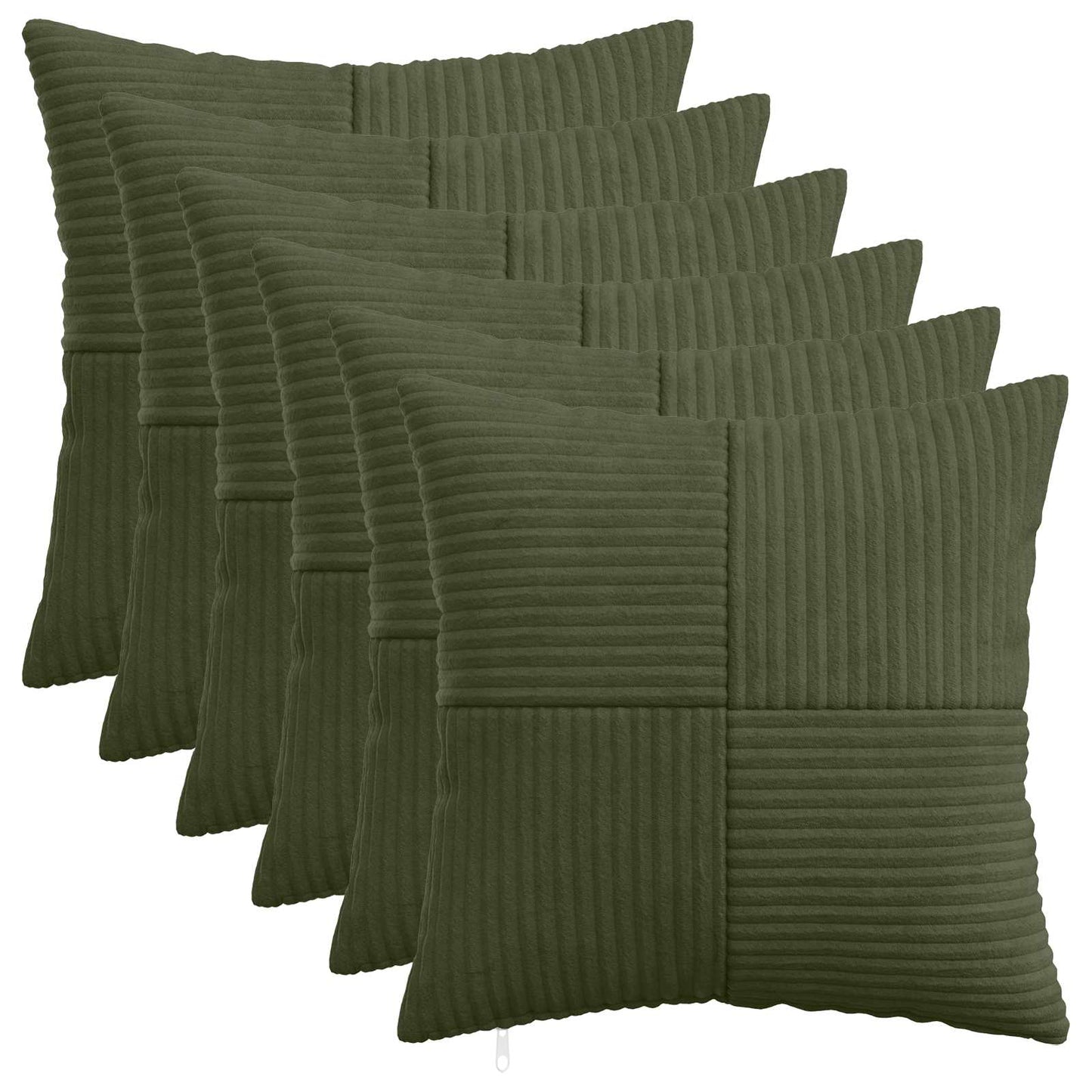 Cushion Cover 6 pcs ALMELO Green 35 x 35 cm Corduroy