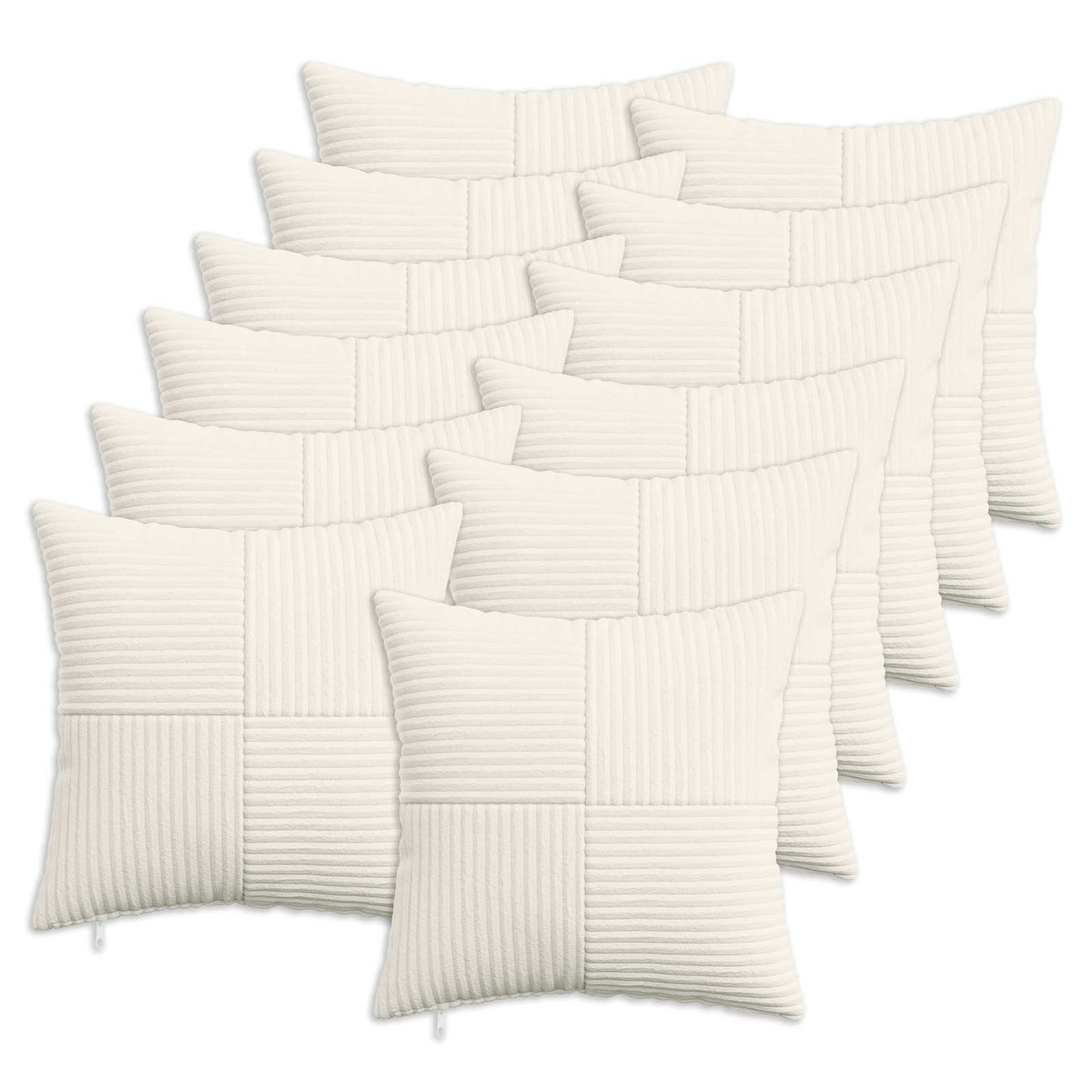 Cushion Cover 12 pcs ALMELO Cream 40 x 40 cm Corduroy