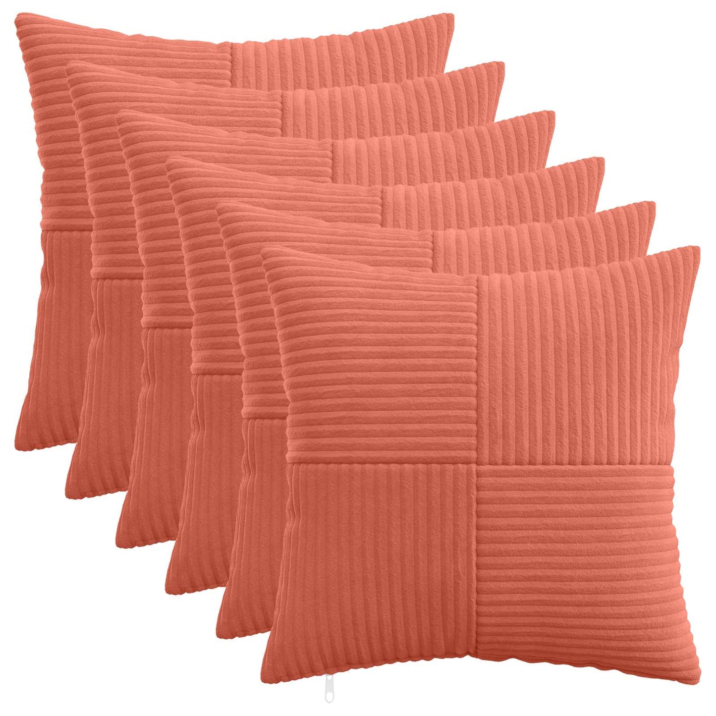 Cushion Cover 6 pcs ALMELO Red Orange 40 x 40 cm Corduroy