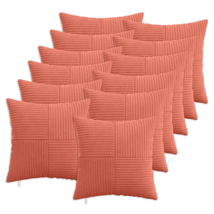 Cushion Cover 12 pcs ALMELO Red Orange 40 x 40 cm Corduroy