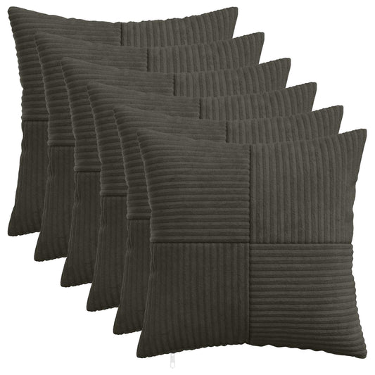 Cushion Cover 6 pcs ALMELO Anthracite 40 x 40 cm Corduroy