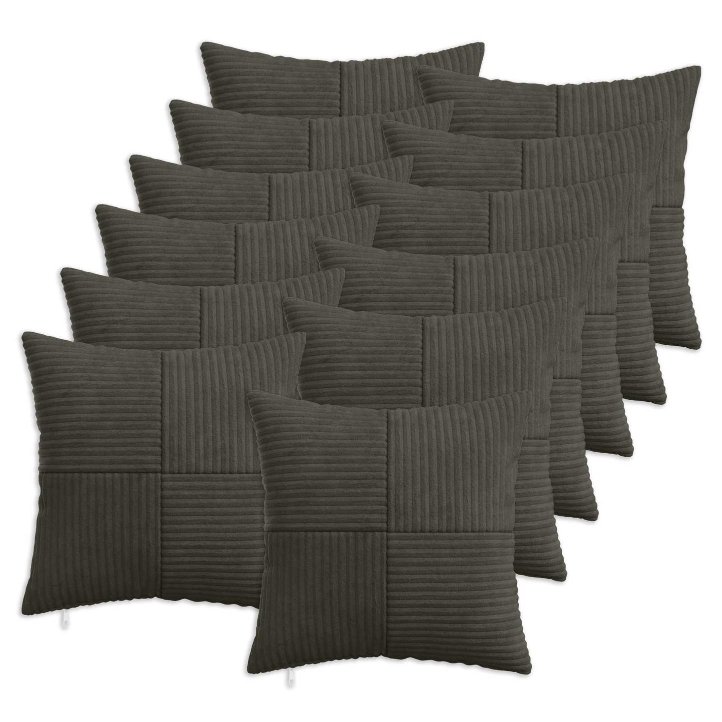 Cushion Cover 12 pcs ALMELO Anthracite 40 x 40 cm Corduroy