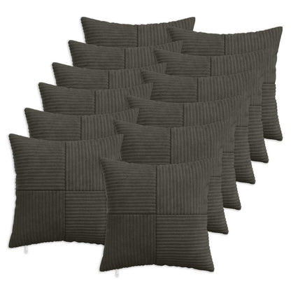 Cushion Cover 12 pcs ALMELO Anthracite 40 x 40 cm Corduroy