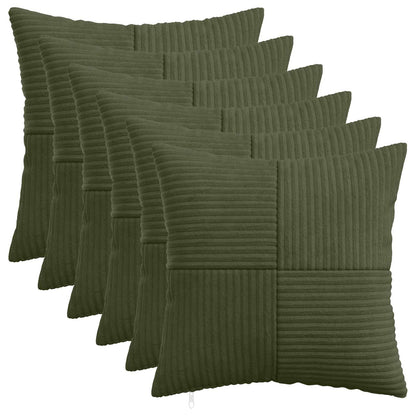 Cushion Cover 6 pcs ALMELO Green 40 x 40 cm Corduroy