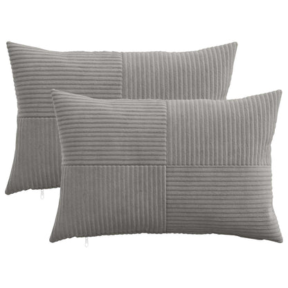 Cushion Cover 2 pcs ALMELO Light Grey 40 x 60 cm Corduroy