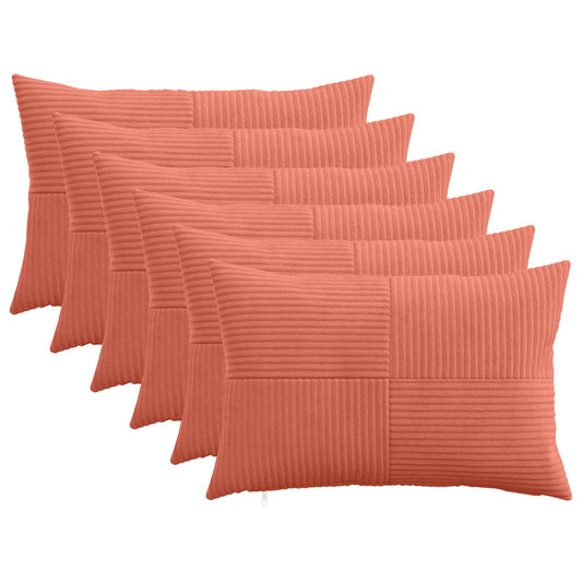Cushion Cover 6 pcs ALMELO Red Orange 40 x 60 cm Corduroy