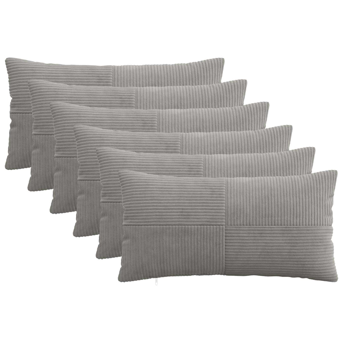 Cushion Cover 6 pcs ALMELO Light Grey 40 x 70 cm Corduroy