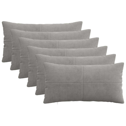 Cushion Cover 6 pcs ALMELO Light Grey 40 x 70 cm Corduroy