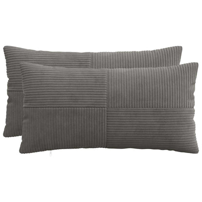 Cushion Cover 2 pcs ALMELO Dark Grey 40 x 70 cm Corduroy