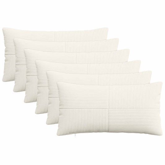 Cushion Cover 6 pcs ALMELO Cream 40 x 70 cm Corduroy