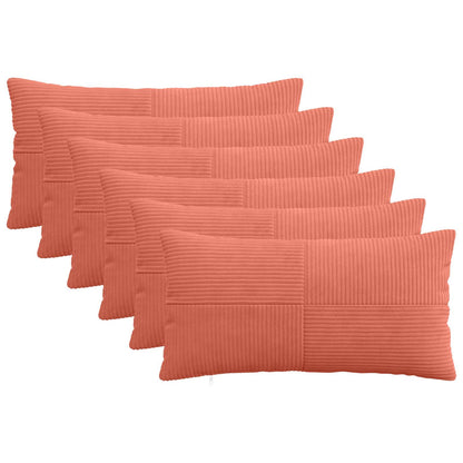 Cushion Cover 6 pcs ALMELO Red Orange 40 x 70 cm Corduroy
