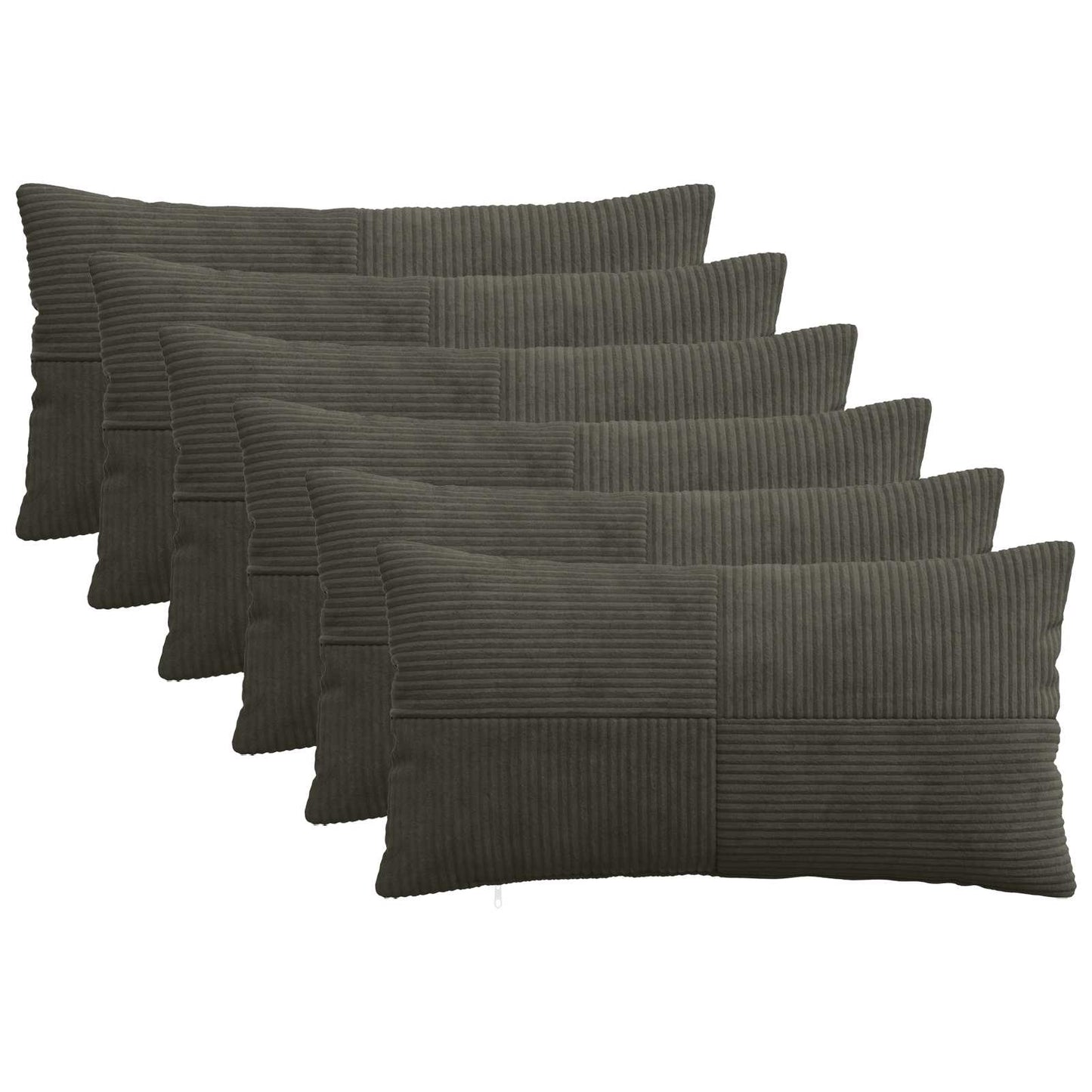 Cushion Cover 6 pcs ALMELO Anthracite 40 x 70 cm Corduroy