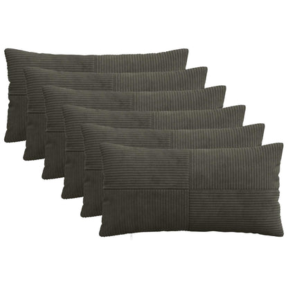 Cushion Cover 6 pcs ALMELO Anthracite 40 x 70 cm Corduroy