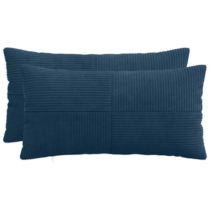 Cushion Cover 2 pcs ALMELO Navy Blue 40 x 70 cm Corduroy