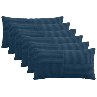 Cushion Cover 6 pcs ALMELO Navy Blue 40 x 70 cm Corduroy
