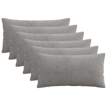 Cushion Cover 6 pcs ALMELO Light Grey 40 x 80 cm Corduroy