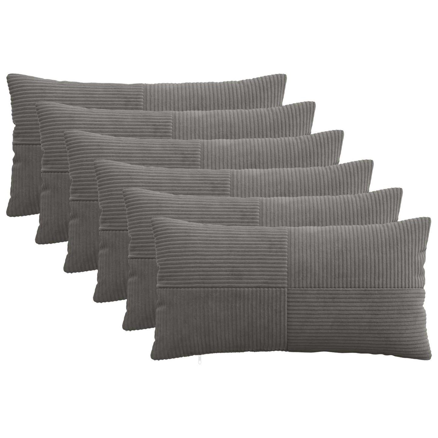 Cushion Cover 6 pcs ALMELO Dark Grey 40 x 80 cm Corduroy