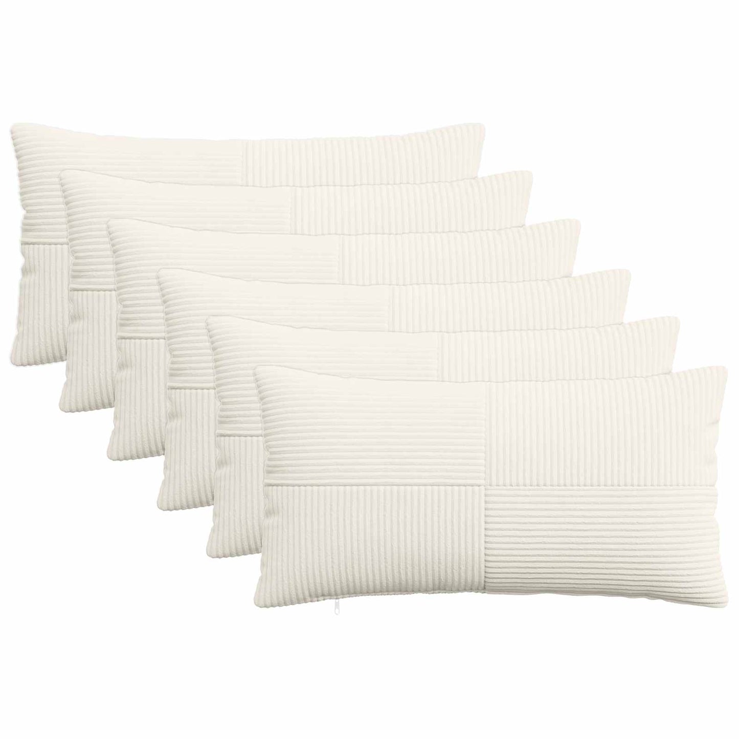 Cushion Cover 6 pcs ALMELO Cream 40 x 80 cm Corduroy