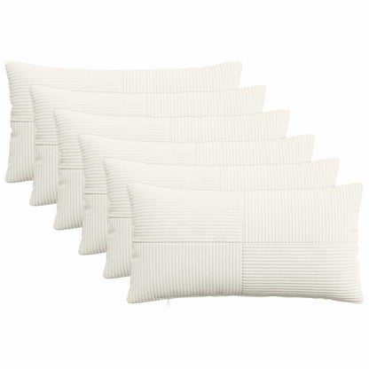 Cushion Cover 6 pcs ALMELO Cream 40 x 80 cm Corduroy