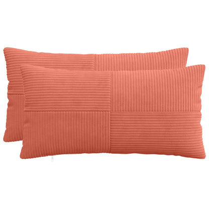 Cushion Cover 2 pcs ALMELO Red Orange 40 x 80 cm Corduroy
