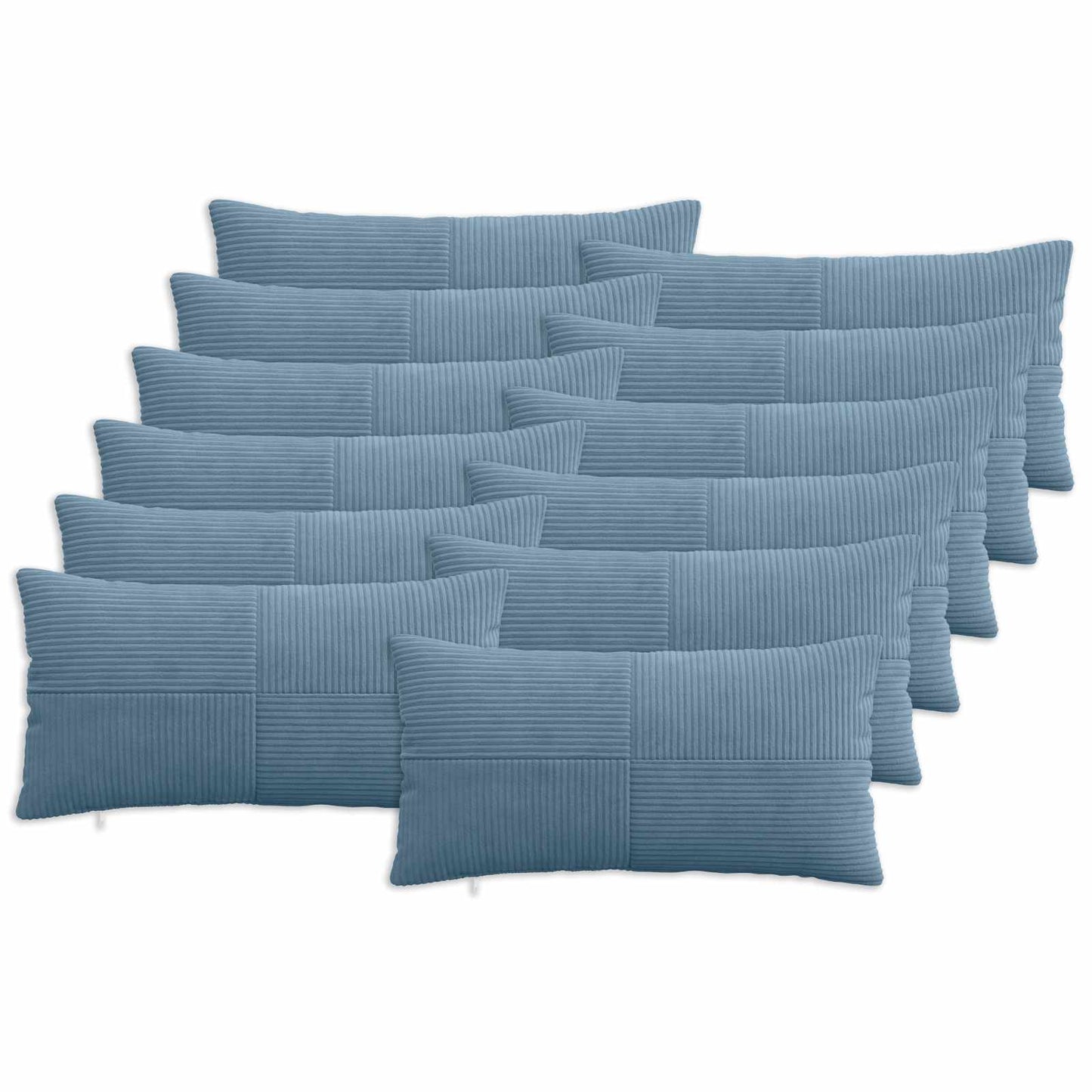 Cushion Cover 12 pcs ALMELO Blue 40 x 80 cm Corduroy