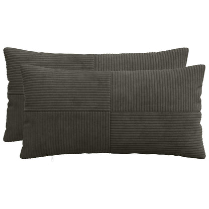 Cushion Cover 2 pcs ALMELO Anthracite 40 x 80 cm Corduroy