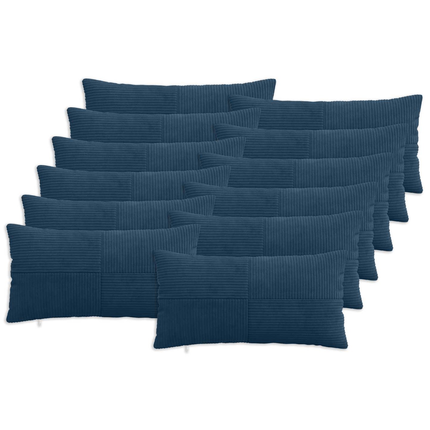 Cushion Cover 12 pcs ALMELO Navy Blue 40 x 80 cm Corduroy