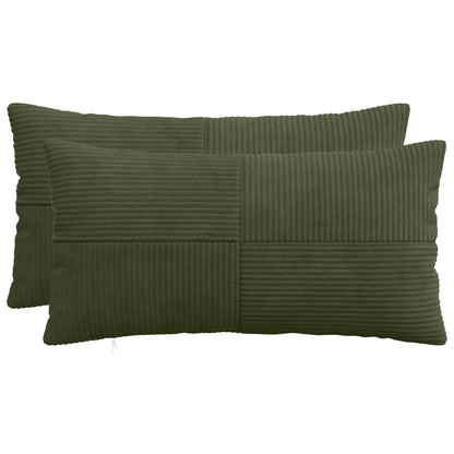 Cushion Cover 2 pcs ALMELO Green 40 x 80 cm Corduroy