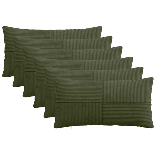 Cushion Cover 6 pcs ALMELO Green 40 x 80 cm Corduroy