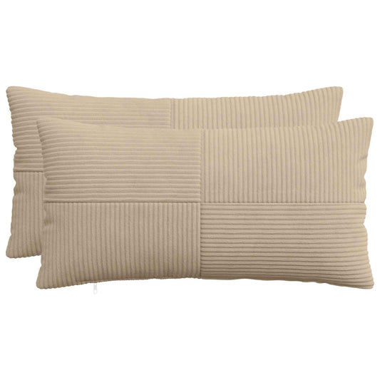 Cushion Cover 2 pcs ALMELO Taupe 40 x 80 cm Corduroy