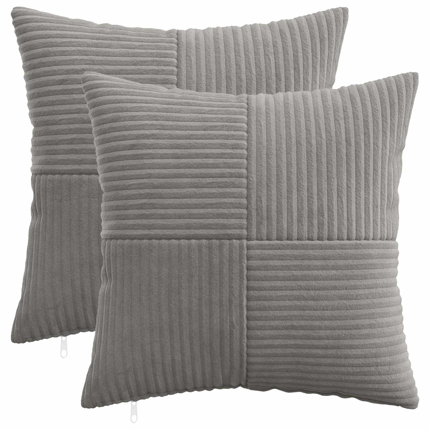 Cushion Cover 2 pcs ALMELO Light Grey 45 x 45 cm Corduroy